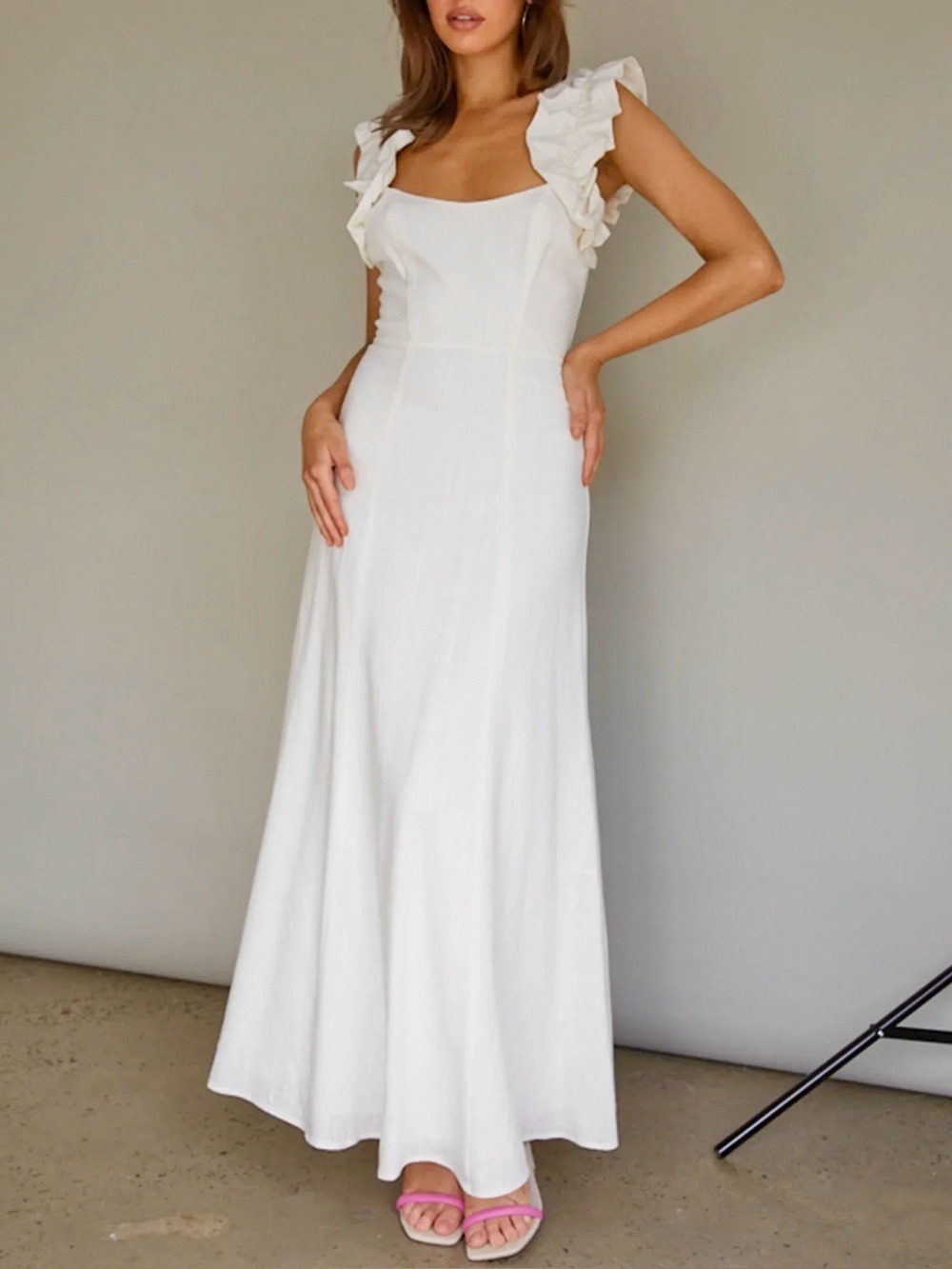 Selfie Leslie Angel Biba Bronte Ruffle Strap Midi Dress